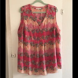 2X Sleeveless Floral Blouse/Tank